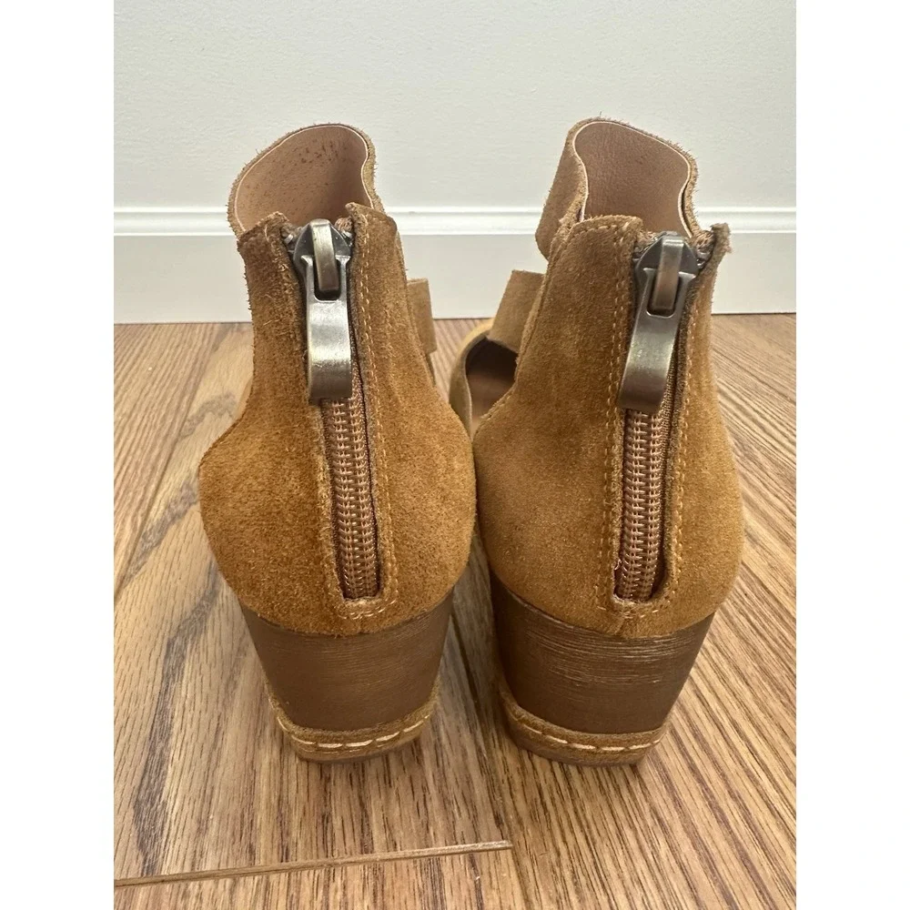 Antelope Women's Suede Wedge Clogs Size EU 39 US 8-8.5 Brown Boho Distressed